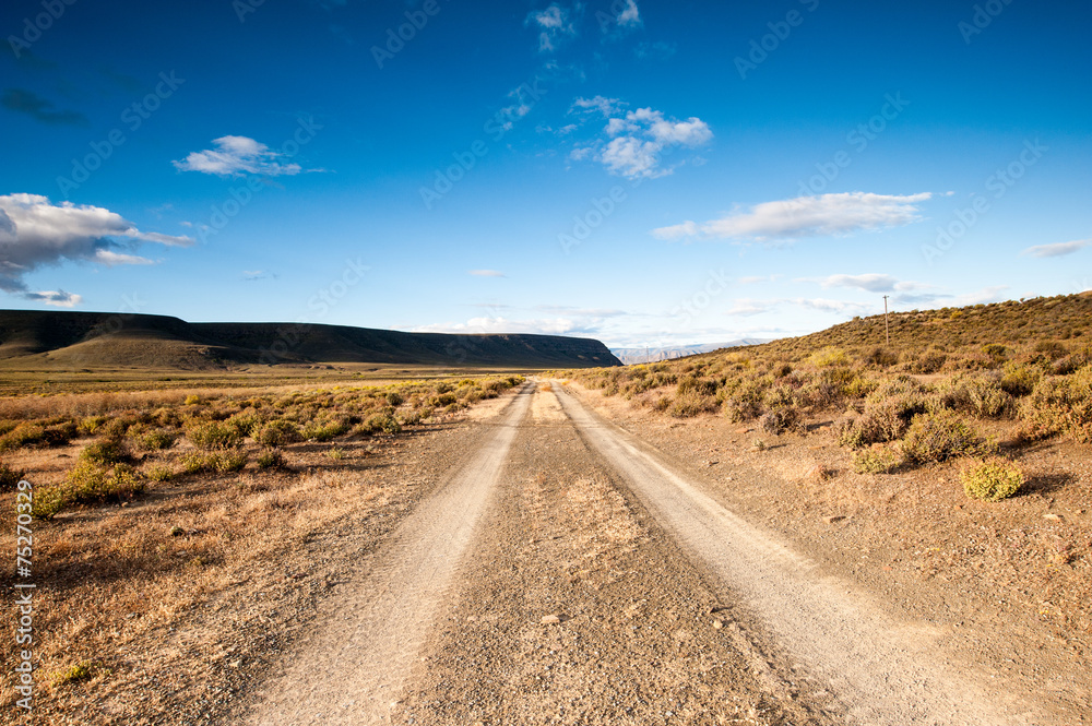 a farm road cutting through a semi arid landscape