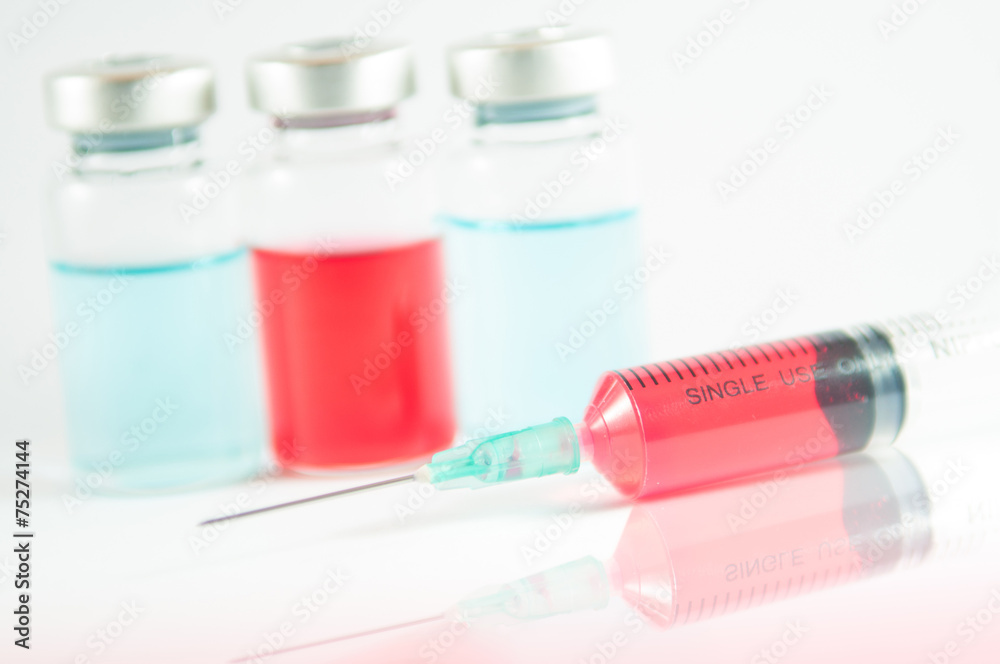 Shadow effect of Disposable syringe and injection vial Shadow effect of Disposable syringe and injection vial