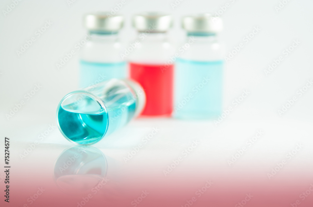 Shadow effect of Blue liquid in injection vials Shadow effect of Blue liquid in injection vials