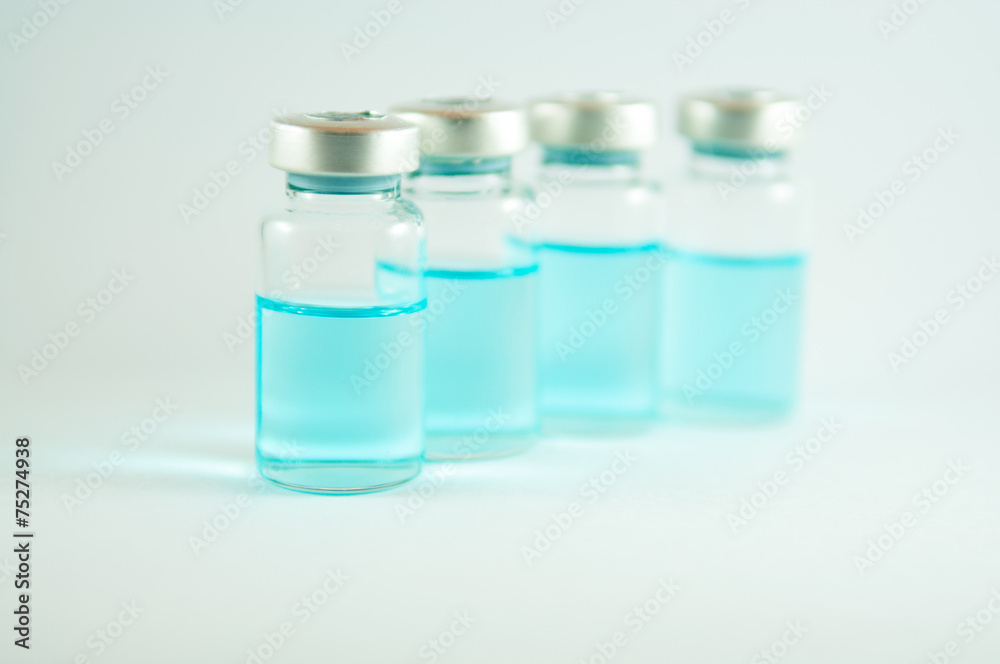 Blue liquid in injection vials Blue liquid in injection vials