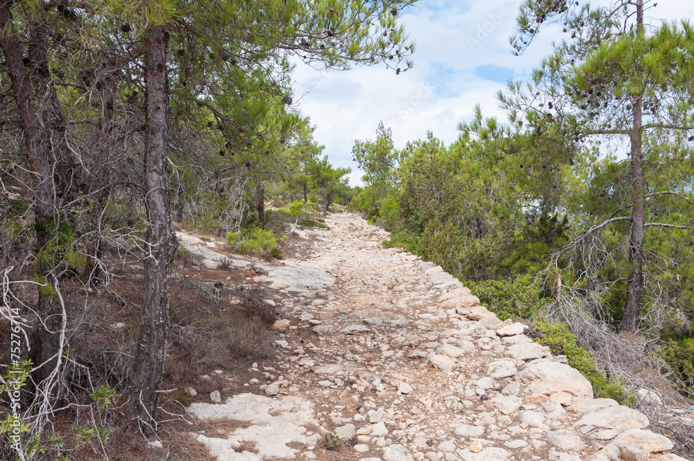 Hiking trail on Gavdos. Footpath to lighthouse at the west coast