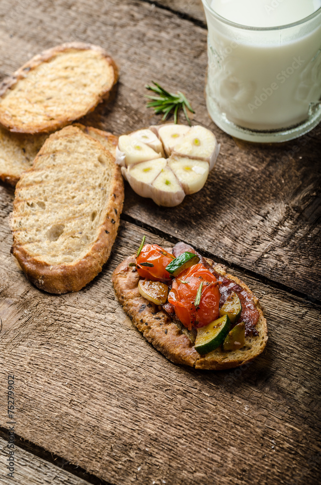 Fototapeta premium Bruschetta with Mediterranean vegetables