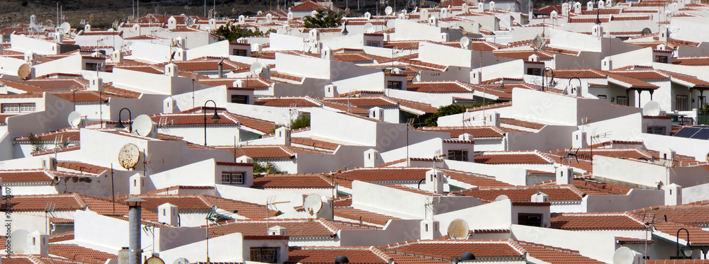 dicht gedrängte Häuser in einem Feriendorf
