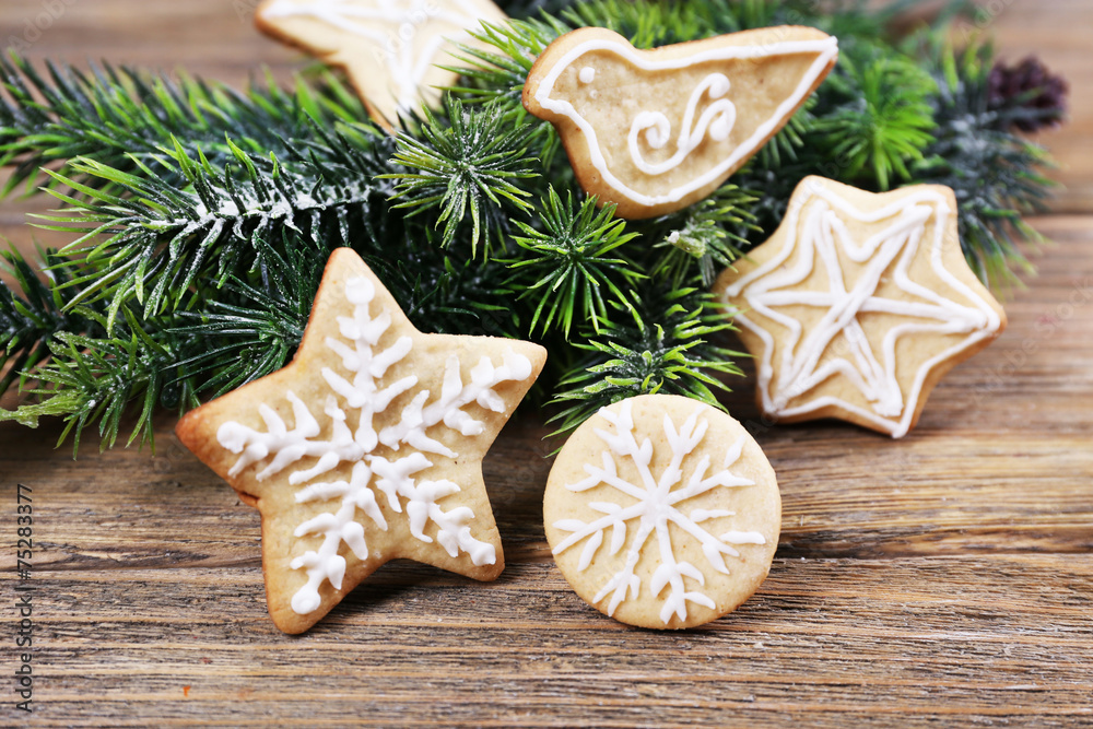 Gingerbread cookies with Christmas decoration Gingerbread cookies with Christmas decoration