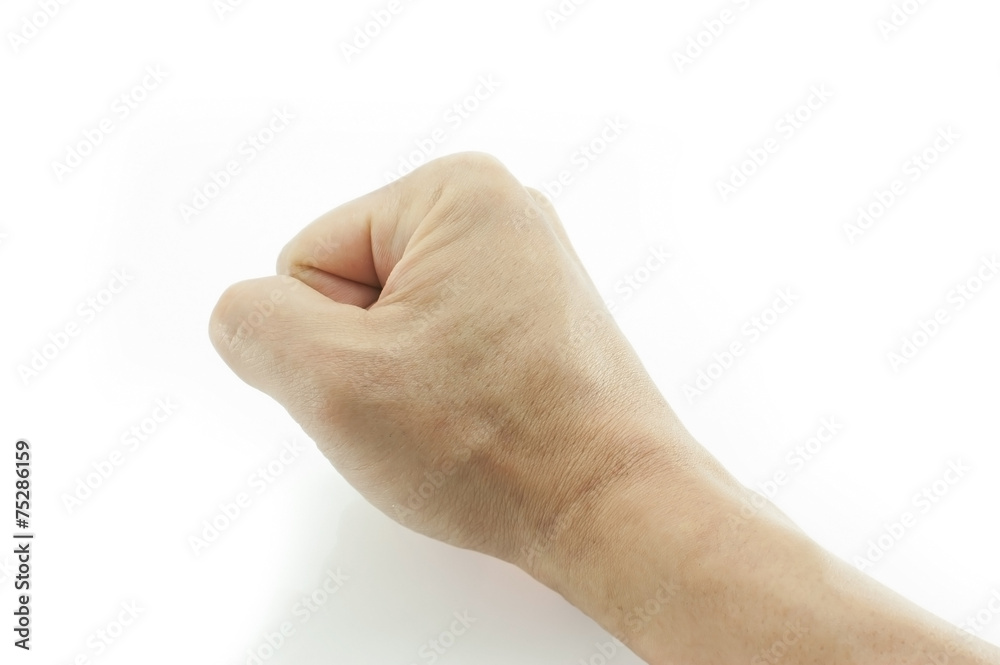 Male fist on white background. Male fist on white background.