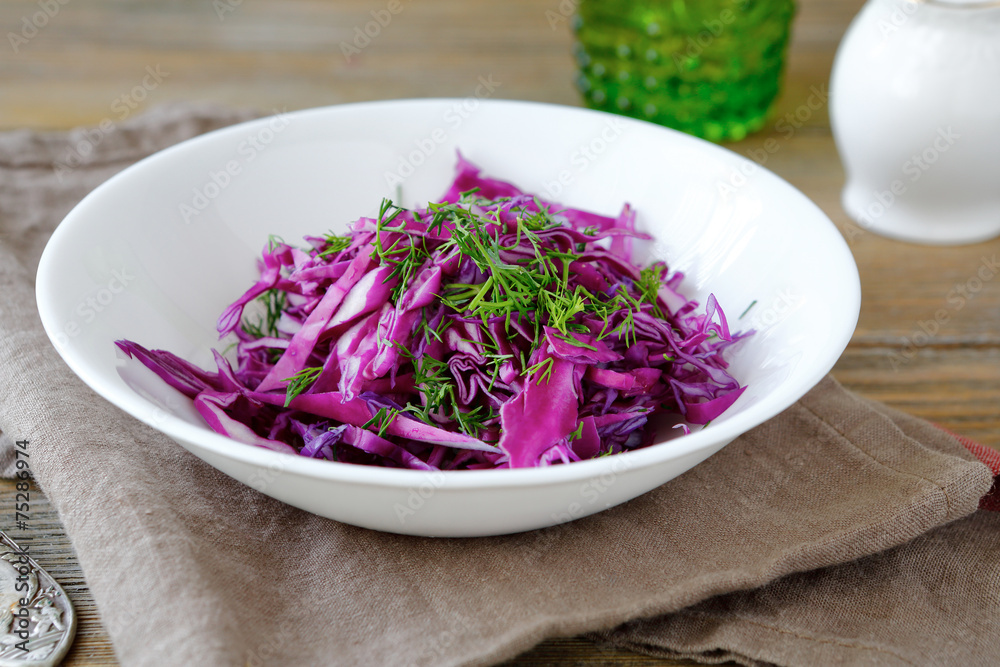 Homemade salad with cabbage in a bowl Homemade salad with cabbage in a bowl