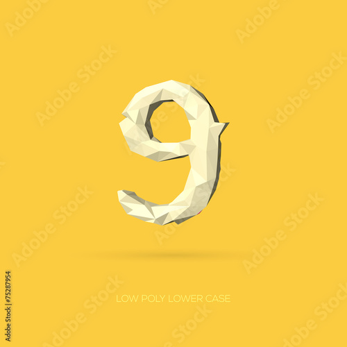 Low Poly Lower Case Alphabet Number 9