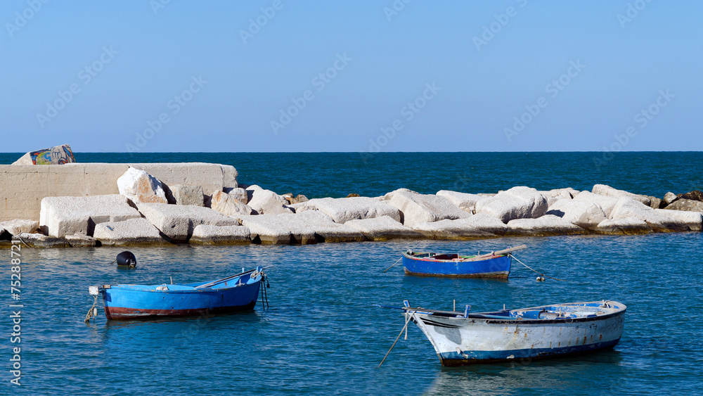 Fishing boats and Mediterranean sea - Apulia (Italy)