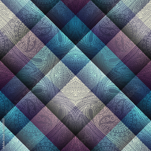 Paisley pattern on geometric background.