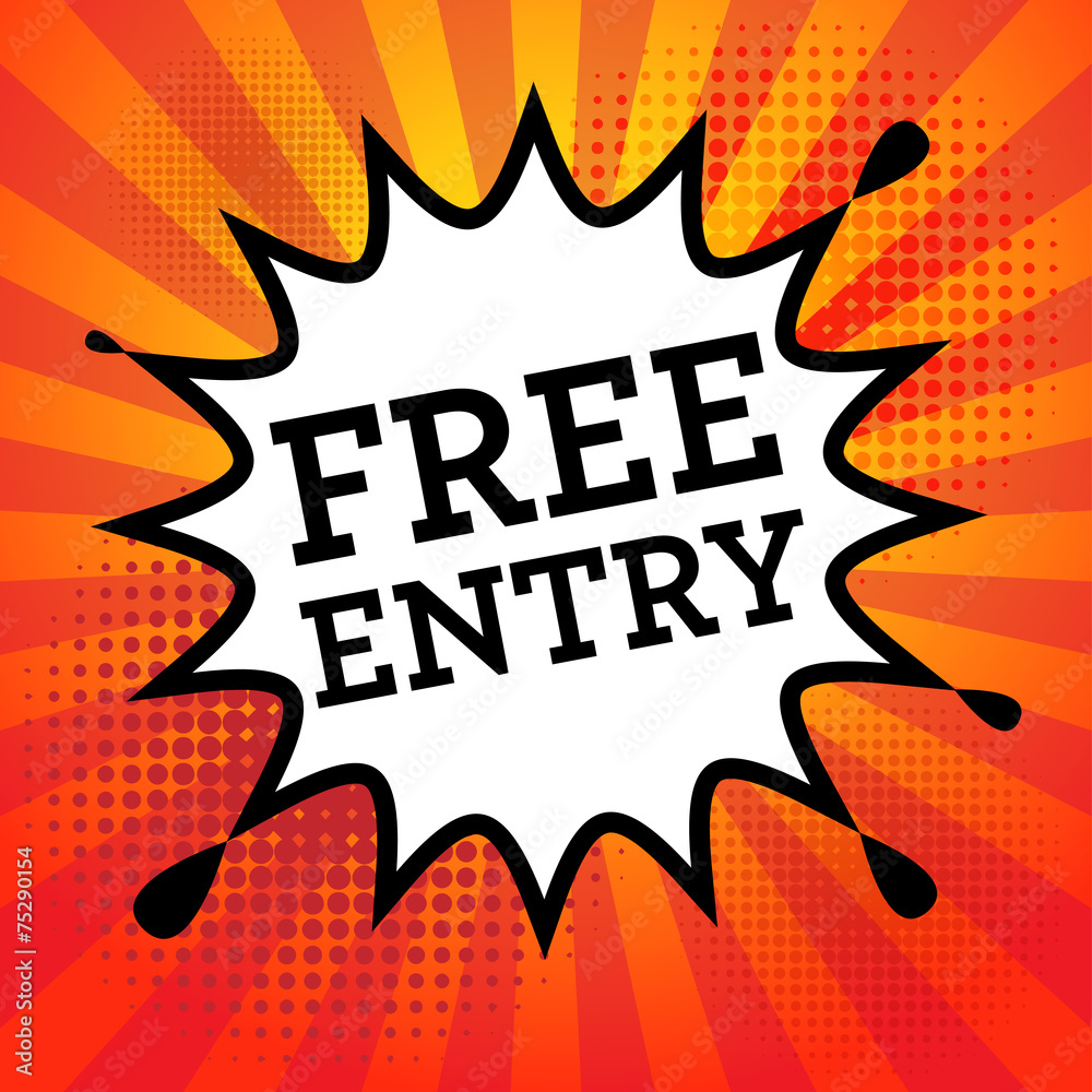 Comic book explosion with text Free Entry, vector Comic book explosion with text Free Entry, vector