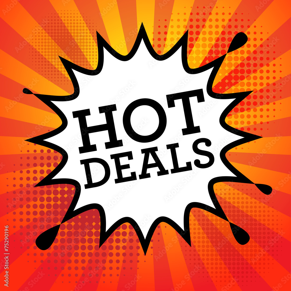 Comic book explosion with text Hot Deals, vector Comic book explosion with text Hot Deals, vector