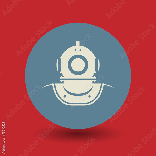 Old diving helmet symbol, vector