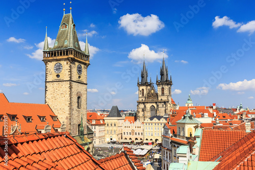 Prague Tyn Cathedral and Clock Tower, Czech Republic