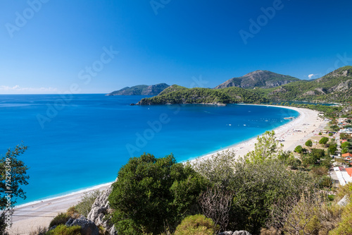 Oludeniz lagoon in sea landscape view of beach © Kotangens