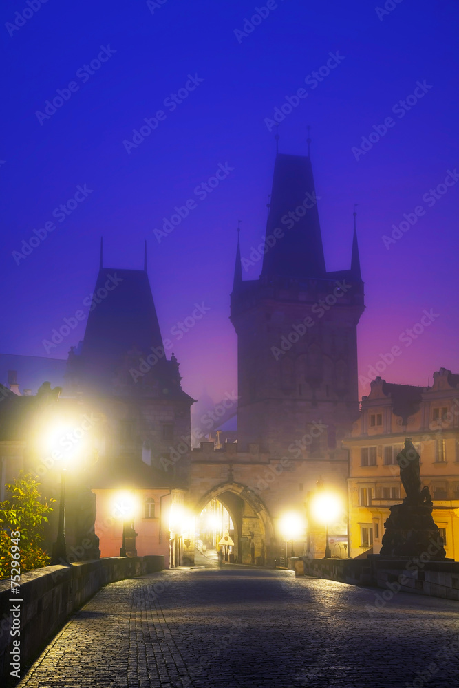 The Old Town as seen from Charles bridge in Prague The Old Town as seen from Charles bridge in Prague