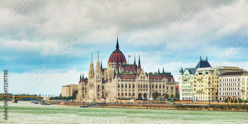 Panorama of Parliament building in Budapest