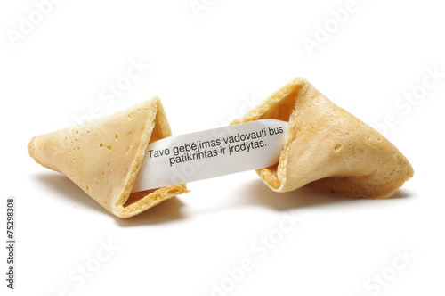 Fortune cookie with phrase in lithuanian language