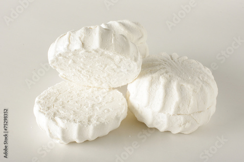 Marshmallows isolated on the bright background