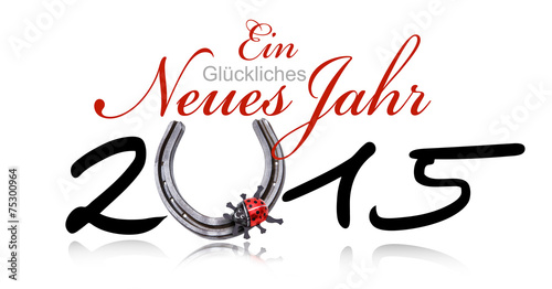 Glückliches Neues Jahr 2015 mit Hufeisen