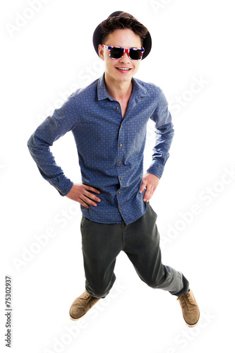 Casual young man wearing glasses