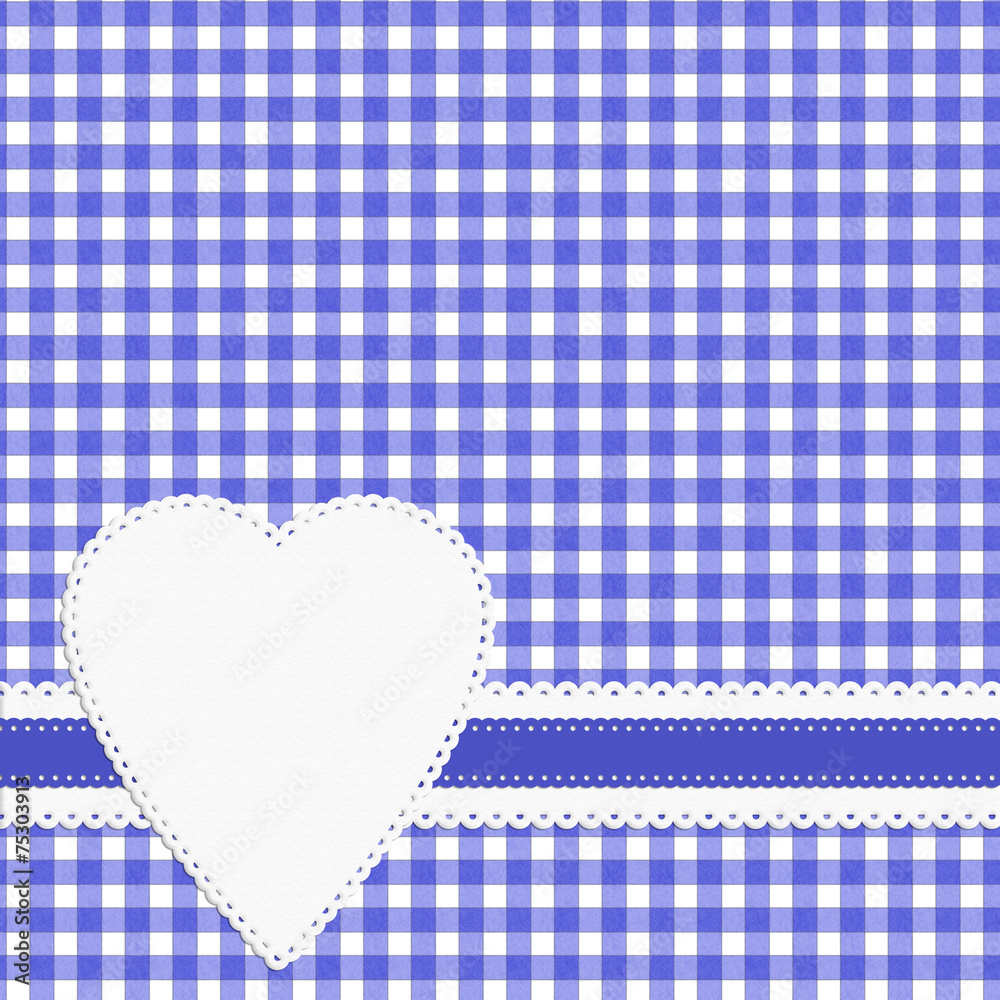 Mauve gingham check background with doily style heart label Mauve gingham check background with doily style heart label
