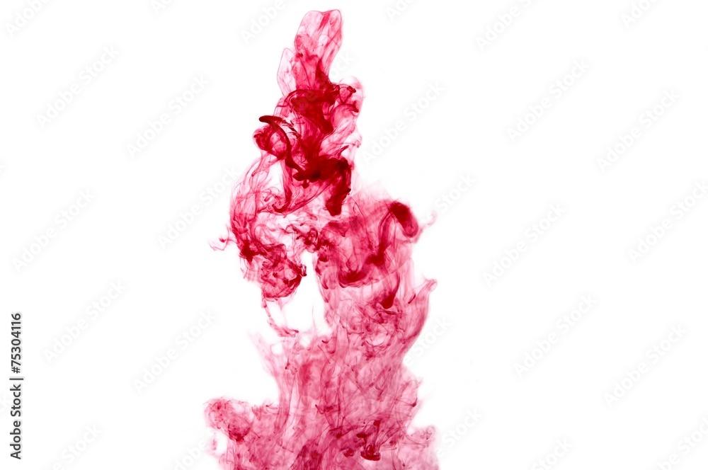 Fototapeta premium Farb Nebel im Wasser, Farbennebel rot, frei