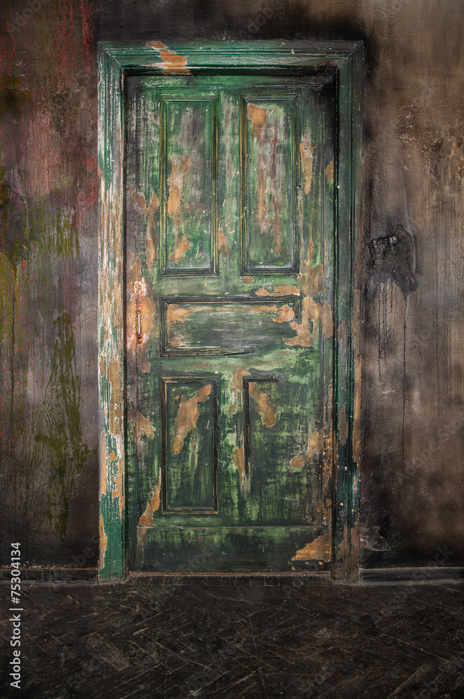 Closed old wooden door Closed old wooden door