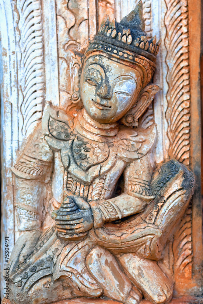 Ancient bas-relief at Inn Thein Paya, Myanmar
