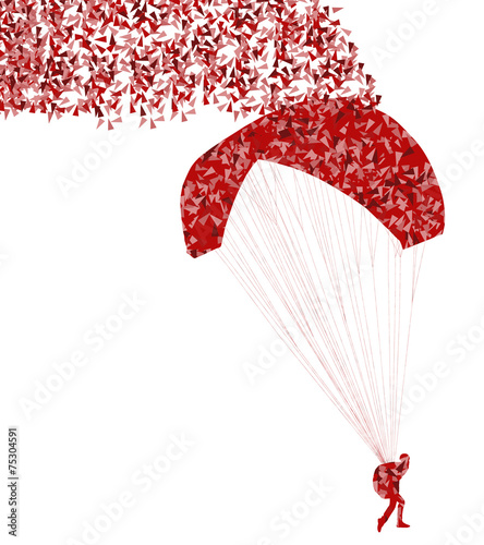 Paragliding active sport background vector concept made of fragm