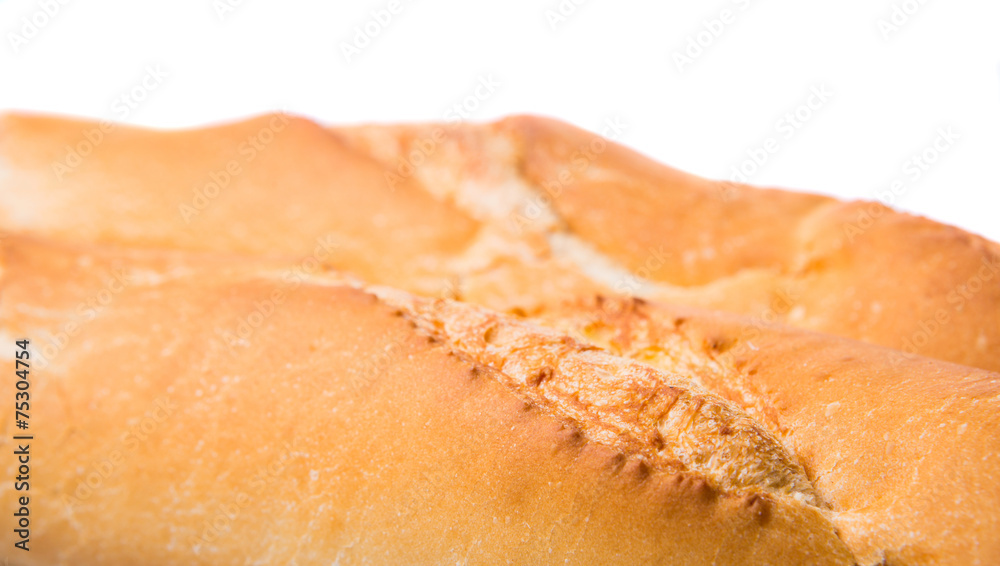 Fresh French baguette close up view Fresh French baguette close up view