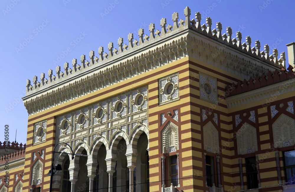 National library, details in sarajevo