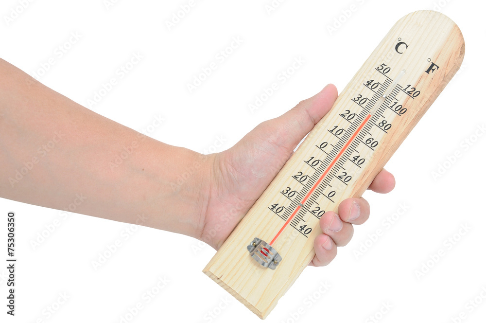 Man hand with wrist-support protection holding temperature-meter Man hand with wrist-support protection holding temperature-meter