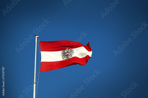 Österreich Flagge, Fahne mit Staatswappen, Verlauf Hintergrund