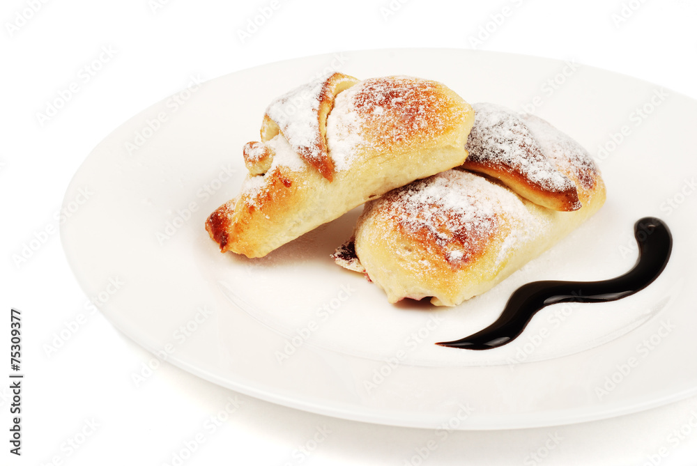 croissants in the plate on white background croissants in the plate on white background