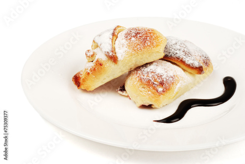 croissants in the plate on white background