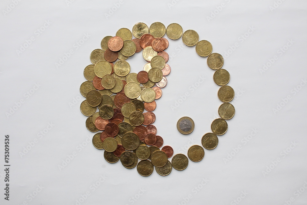 Yin and Yang made from euro coins Yin and Yang made from euro coins