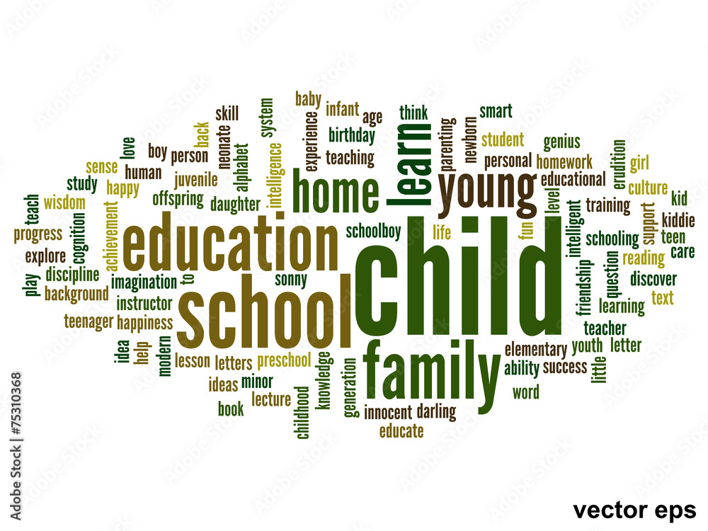 Vector conceptual child education word cloud Vector conceptual child education word cloud