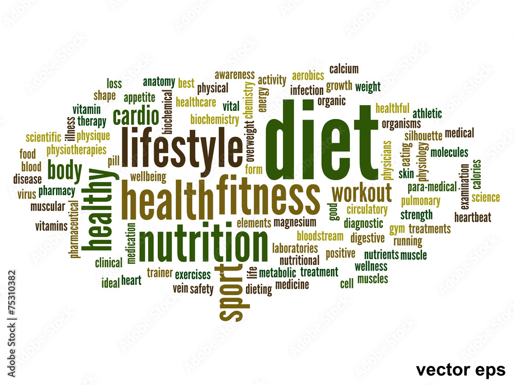 Vector conceptual health word cloud
