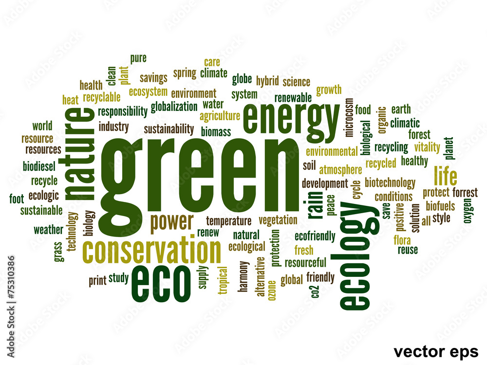 Vector conceptual ecology word cloud Vector conceptual ecology word cloud