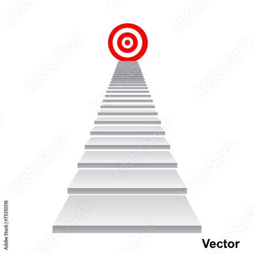 Vector conceptual red target on stair for success
