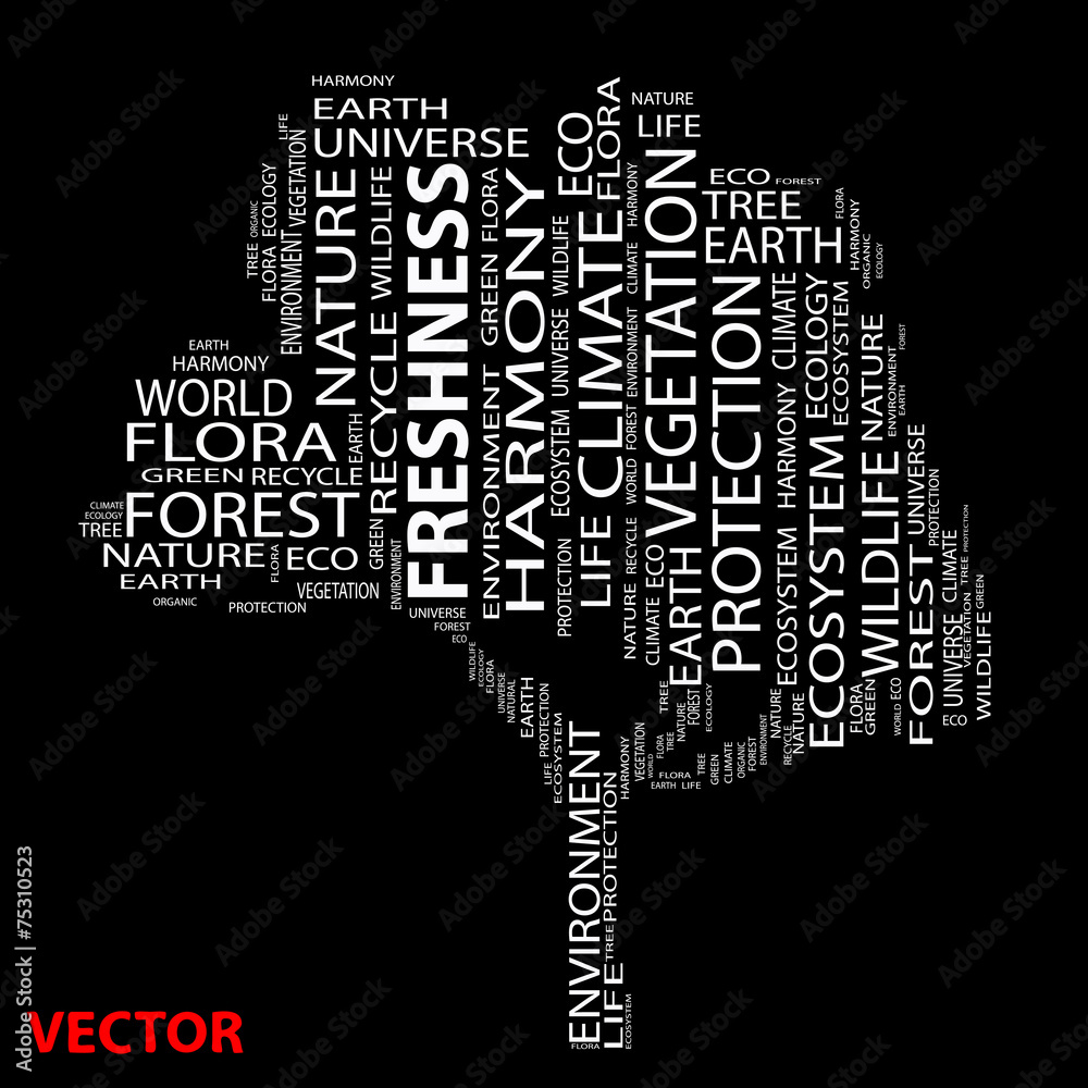 Vector conceptual ecology word cloud Vector conceptual ecology word cloud