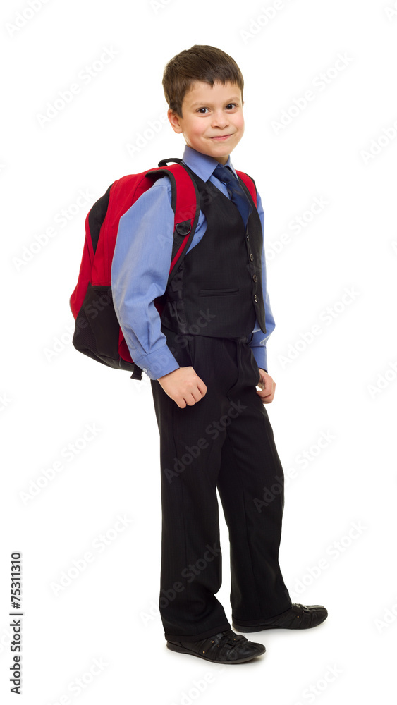boy in suit with backpack boy in suit with backpack