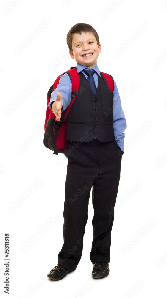 boy in suit with backpack boy in suit with backpack