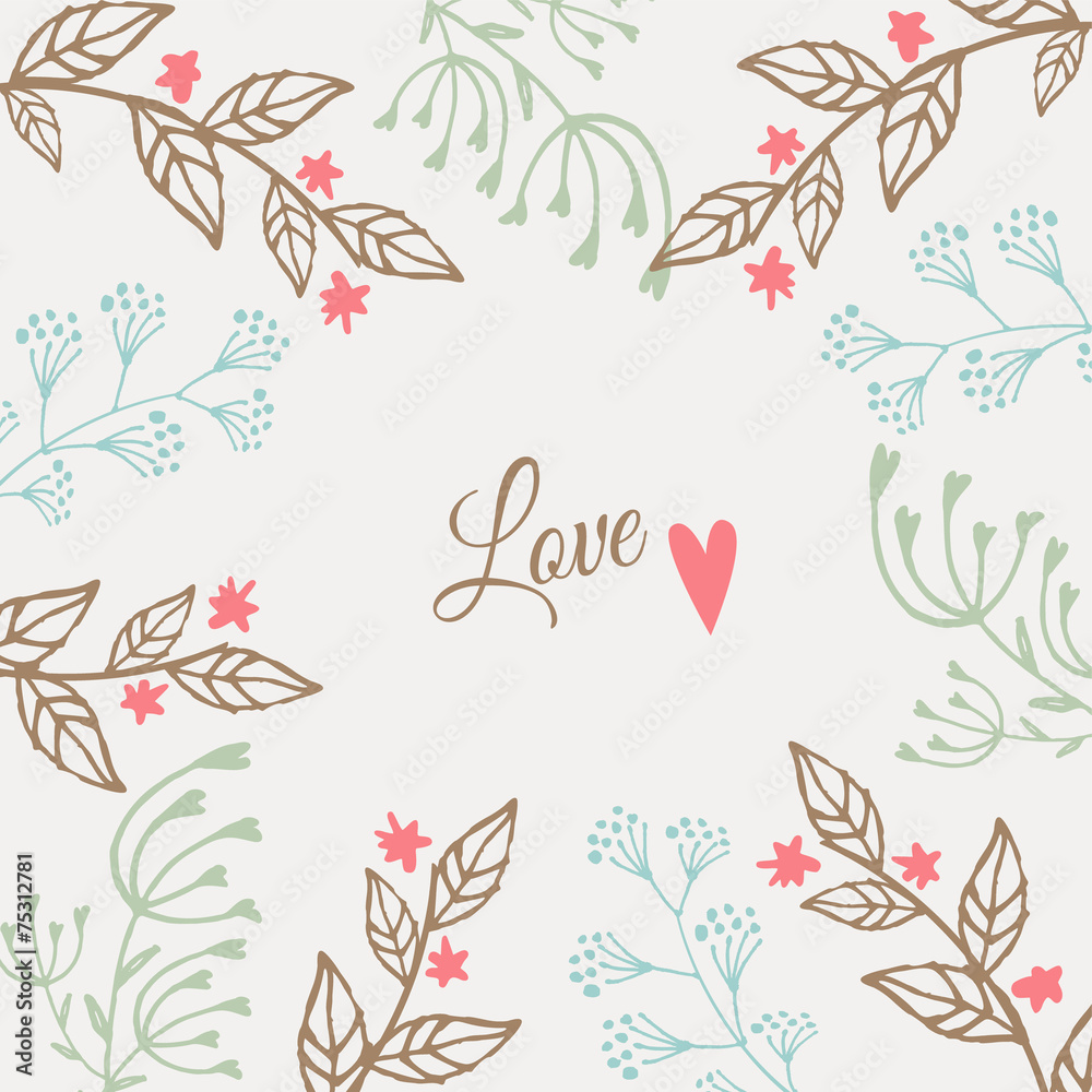 Cute floral valentine´s, wedding card, invitation, vector Cute floral valentine´s, wedding card, invitation, vector