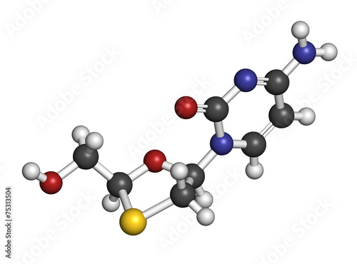 Lamivudine (3TC) antiviral drug molecule.  photo