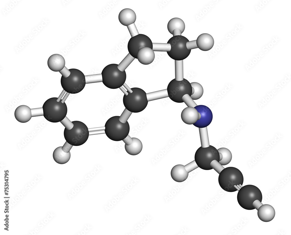 Rasagiline Parkinson's disease drug molecule. Rasagiline Parkinson's disease drug molecule.