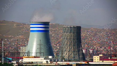Wallpaper Mural Power station and Ulaanbaatar cityscape Torontodigital.ca