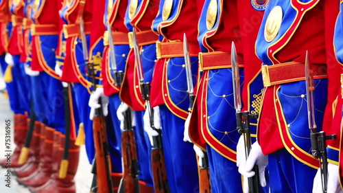 Mongolian army in traditional outfit