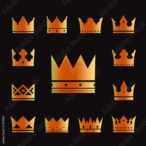 set of vector golden crowns