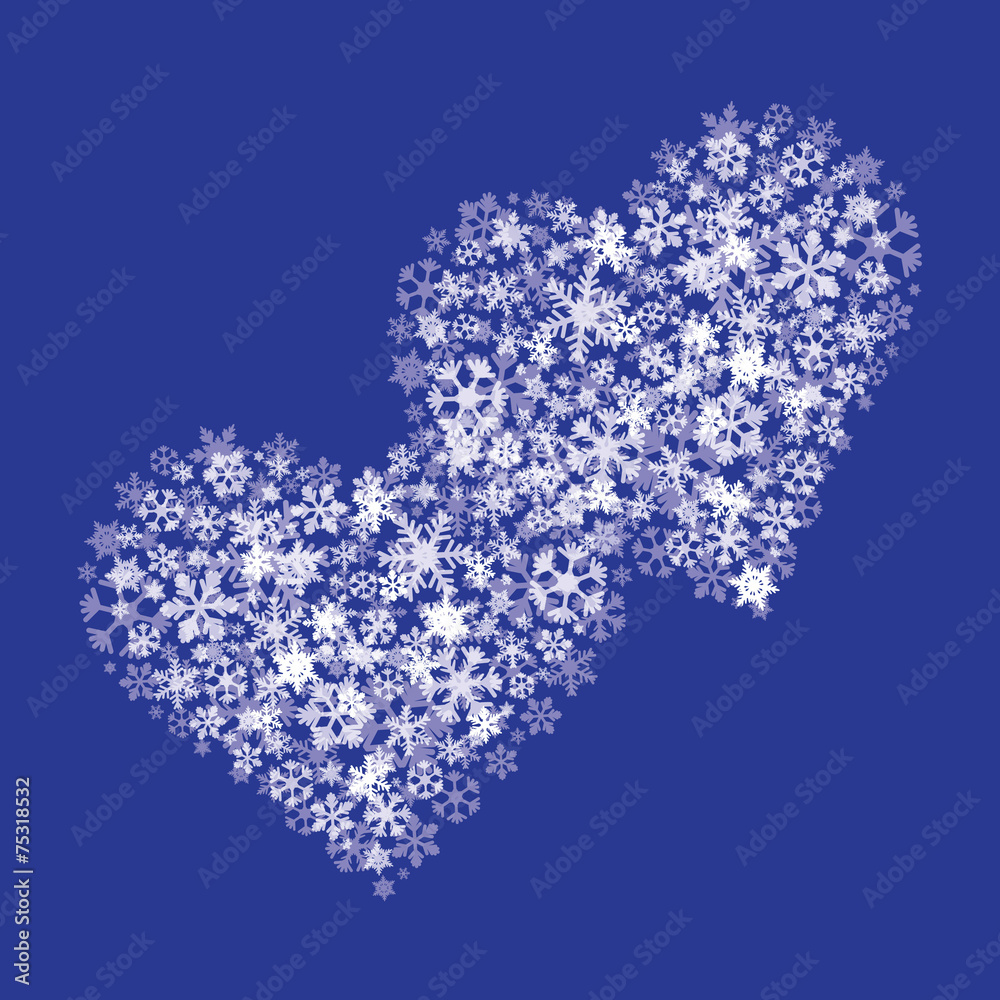 white snow and two hearts